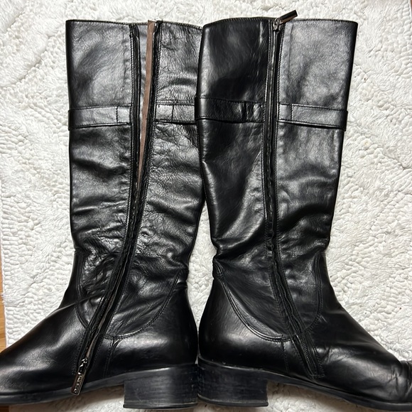ITALIAN Black Leather Zip-Up Knee High Heel Boot size 8-8.5 - Picture 6 of 10